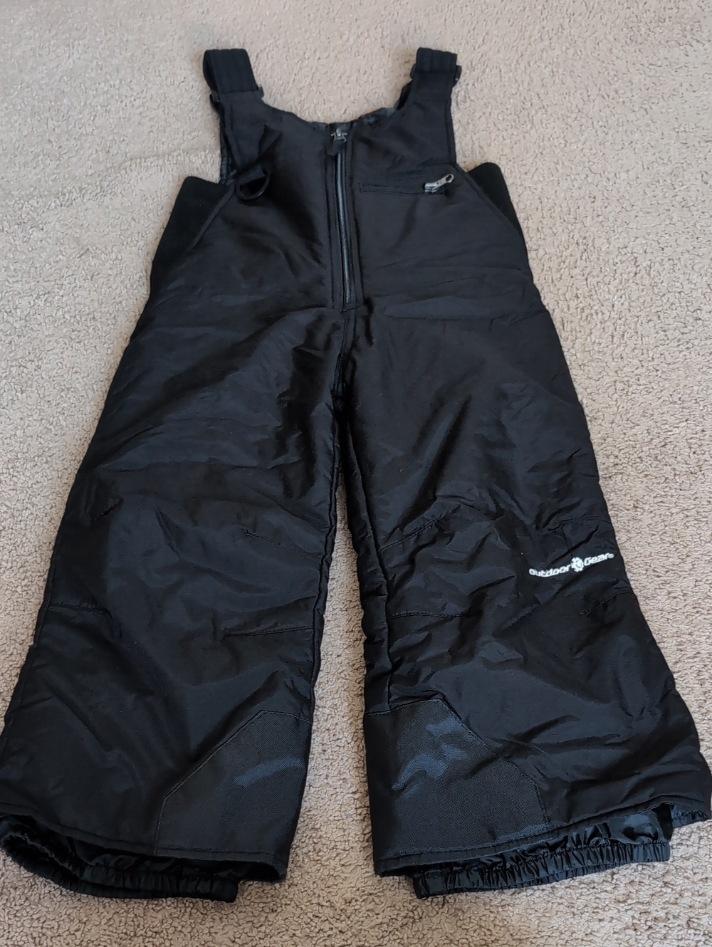 Kids Black Insulated Snow Overalls with Adjustable Straps